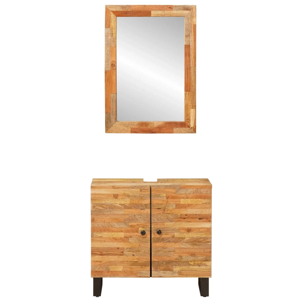 Set da Bagno con porta 2 pcs Naturale Legno di mango massello 3310102