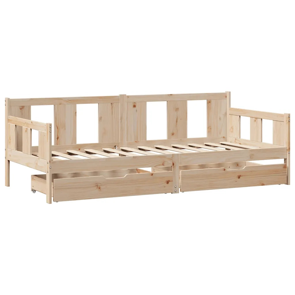 Dormeuse con Cassetti 90x190 cm in Legno Massello Pino