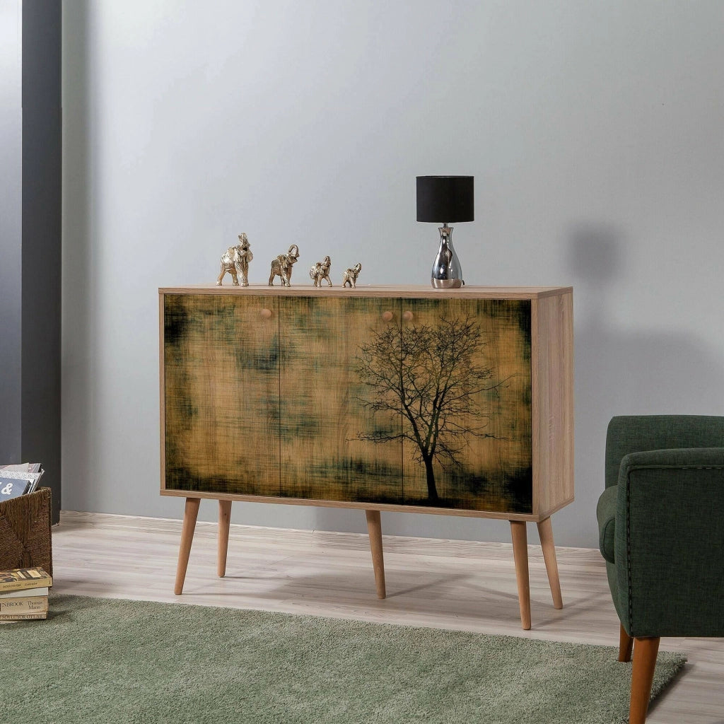 Madia Haratan, Credenza 3 Ripiani, 120x36x90h cm Marrone Quercia
