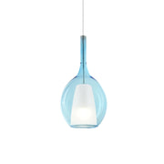 Sospensione Contemporanea Kalique Vetro Azzurro Bianco E Cromo 1 Luce E27 H36Cm