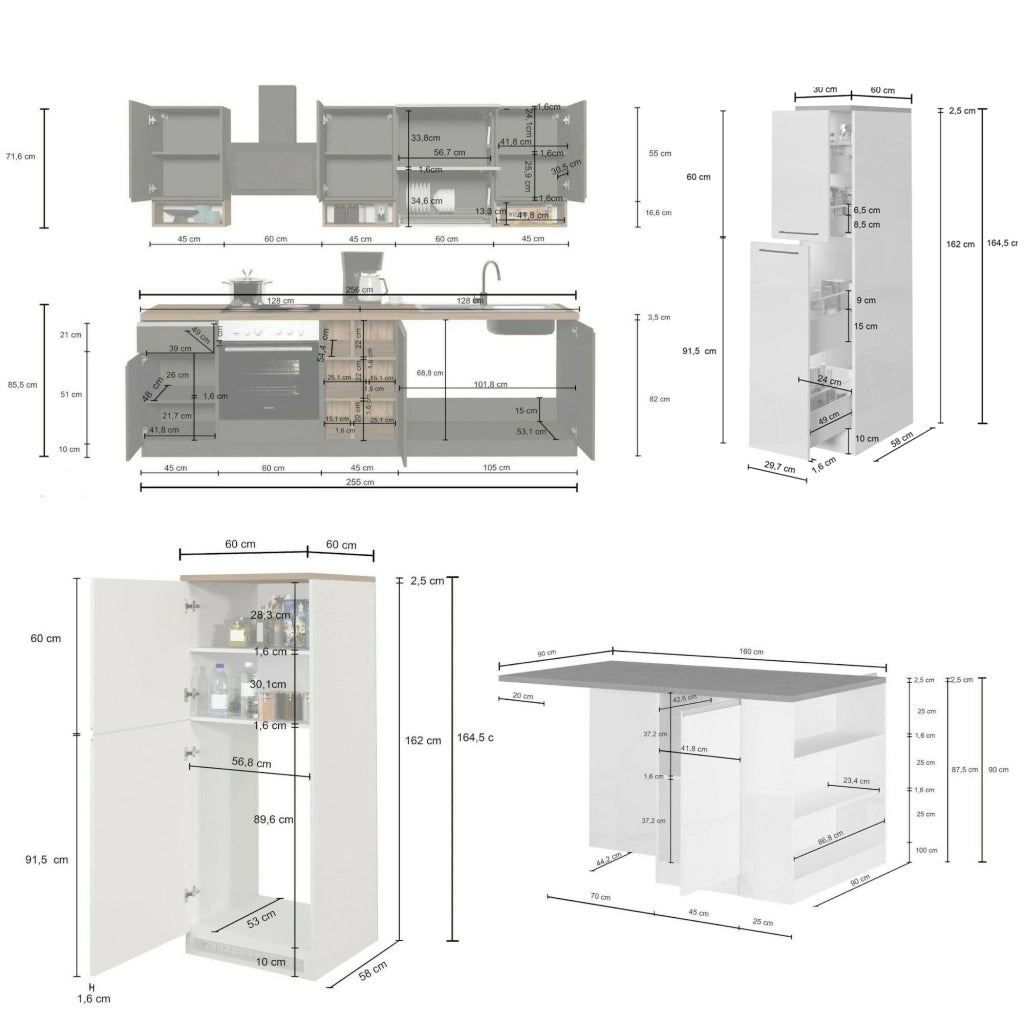 Cucinino Armend, Cucina Modulabile, Elettrodomestici non inclusi, Made in Italy, Bianco Lucido
