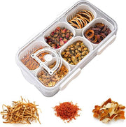 Scatola rettangolare per snack con cassette e coperchio - conserva spezie, dolci, verdure e frutta - pannelli per snack con 6 cassette