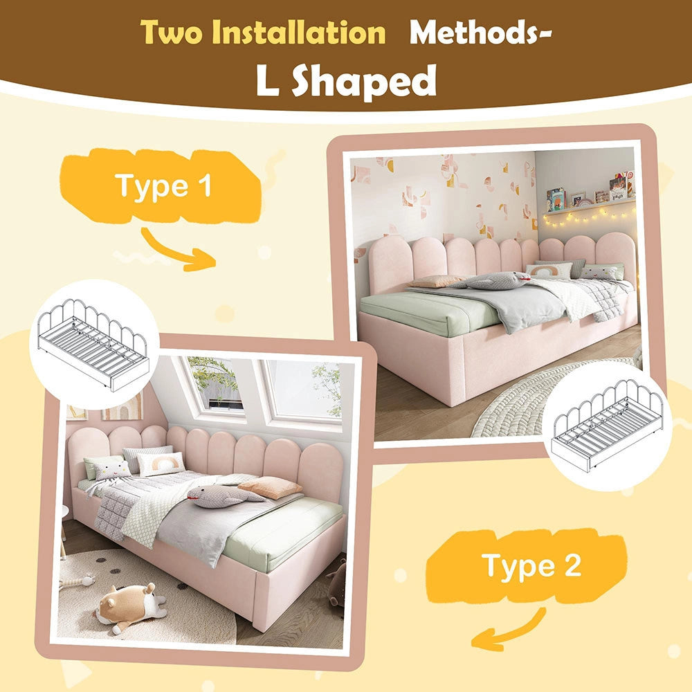 Divano letto daybed - Xylo - 90x200 cm letto nascosto rosa