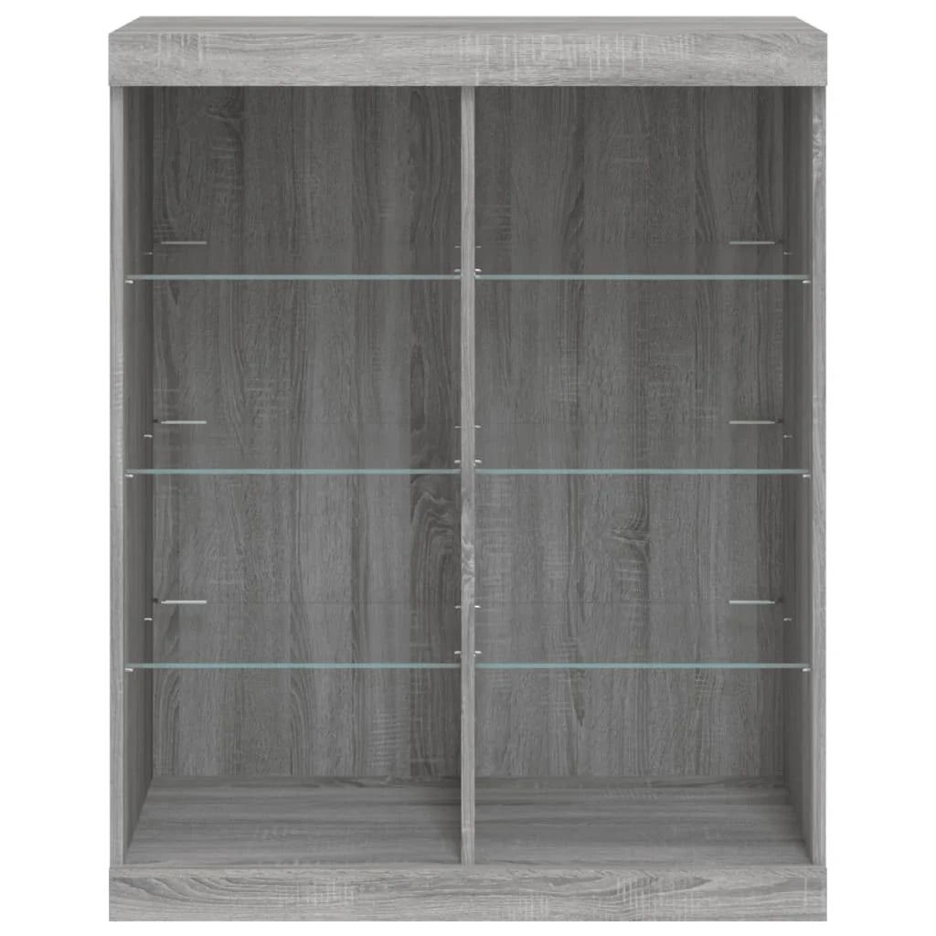 Buffet credenza cassettiera armadio mobile contenitore organizer per cucina soggiorno salotto con luci LED Sonoma 81 x 37 x 100 cm grigio 02_0030083