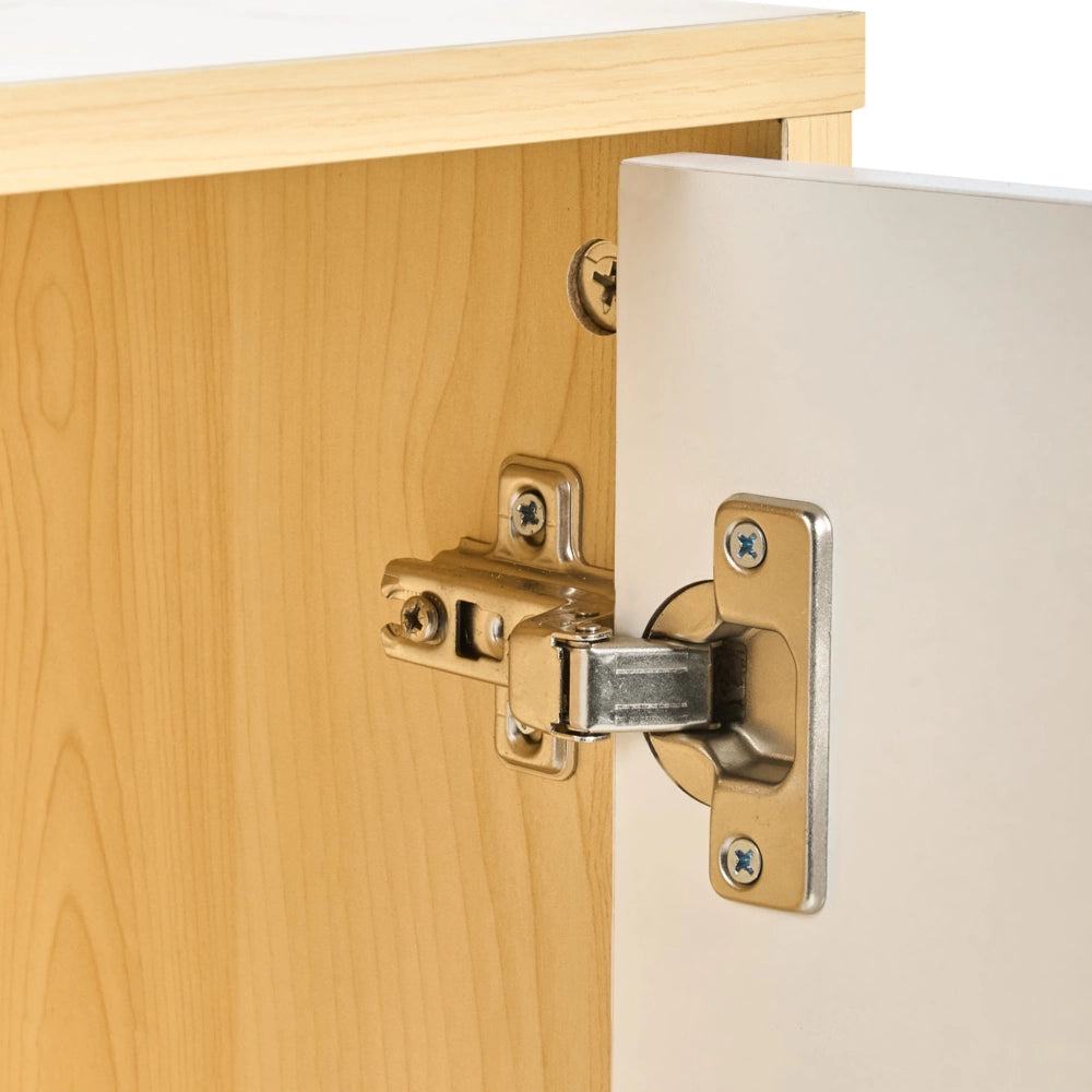 Armadietto di stoccaggio Armadietto in particelle di legno bianco marrone chiaro con 2 ripiani e 2 porte per l'ufficio moderno.