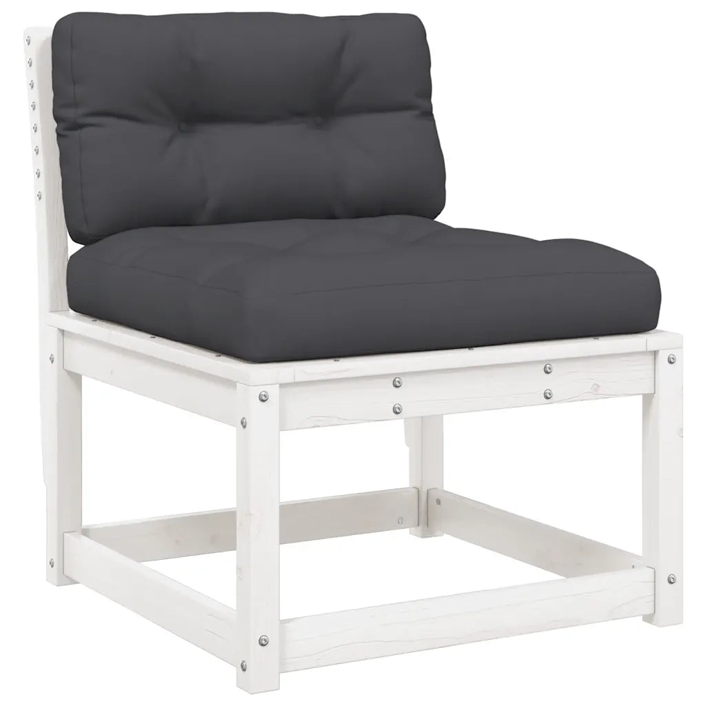 Set Divani Giardino 6pz con Cuscini Bianco Legno Massello Pino 3217026