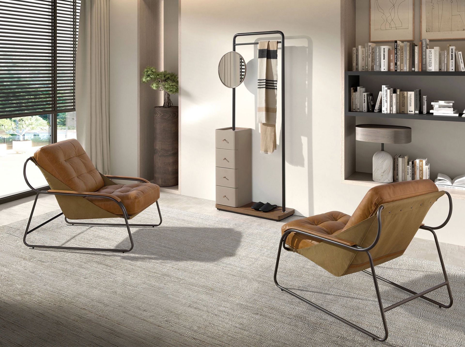 Poltrona in pelle marrone