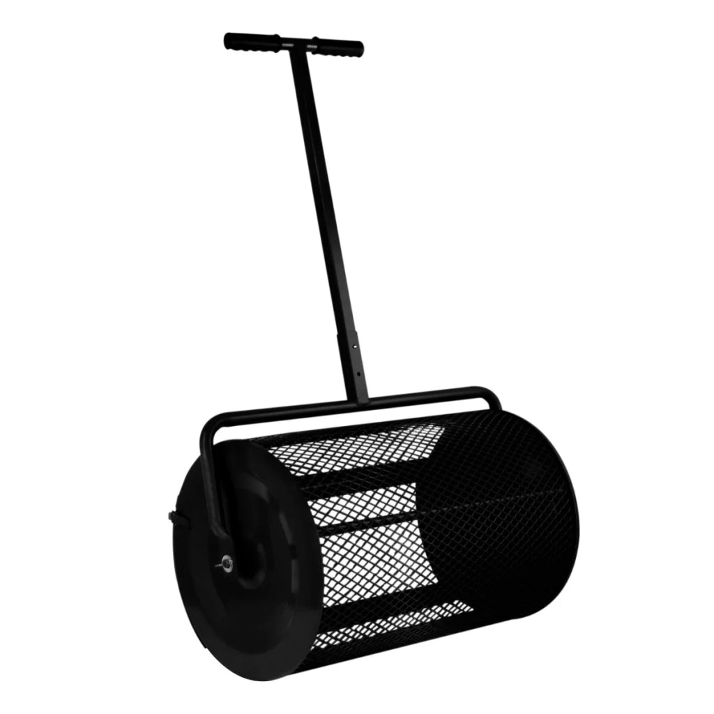 Spargitore di concime a rullo Torba Muschio Terriccio Giardino Prato 80L 66cm Gabbia in acciaio - Nero