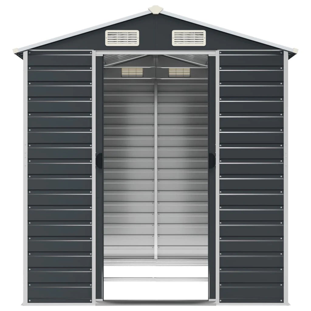 Casetta da giardino cabina ripostiglio casetta da esterno robusta casetta per attrezzi 191 x 215 x 198 cm acciaio zincato antracite 02_0022184