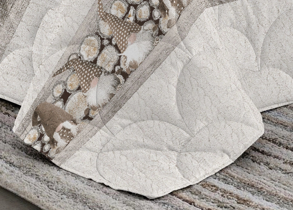 Trapunta Piumone Invernale Linea Pensieri Delicati Disegno Gnomi - Matrimoniale - Beige