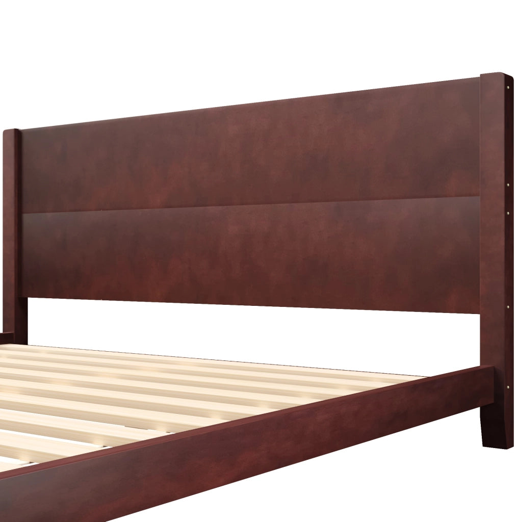 Letto piattaforma 180x200 cm con testiera e rete a doghe, marrone