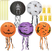 Lanterne Opvougbile 5 Pezzi - Decorazione di Halloween - Disegni di Pipistrelli/Spine/Fantasmi - Decorazione di Festa - Progetto Sinistro
