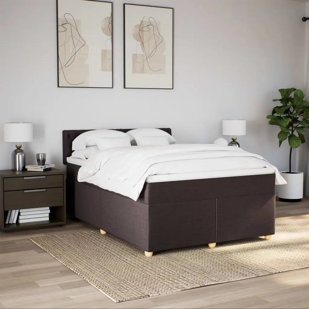 Giroletto a Molle con Materasso Marrone Scuro 140x190cm Tessuto 3288985