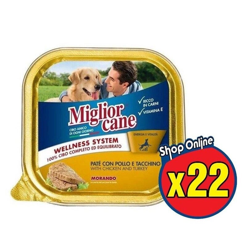 SET 22 MIGLIOR CANE PATE' CON POLLO E TACCHINO 150 GR
