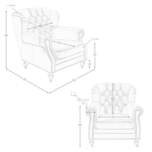 Poltrona Chester in pelle marrone cognac