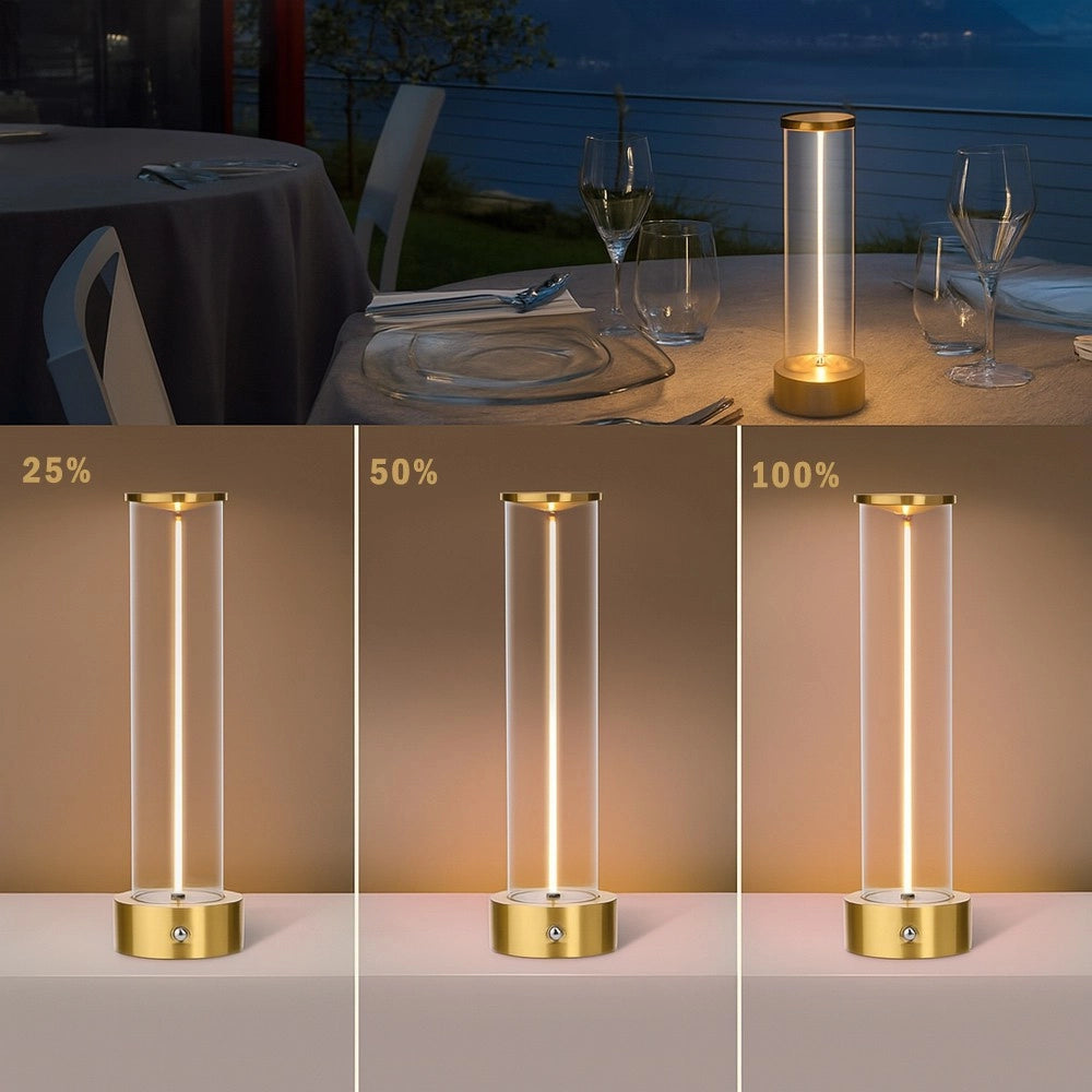 Trade Shop - Lampada Da Tavolo Scrivania Led 3w Filamento Flessibile Magnetico Lume Ricaricabile D39 - Oro