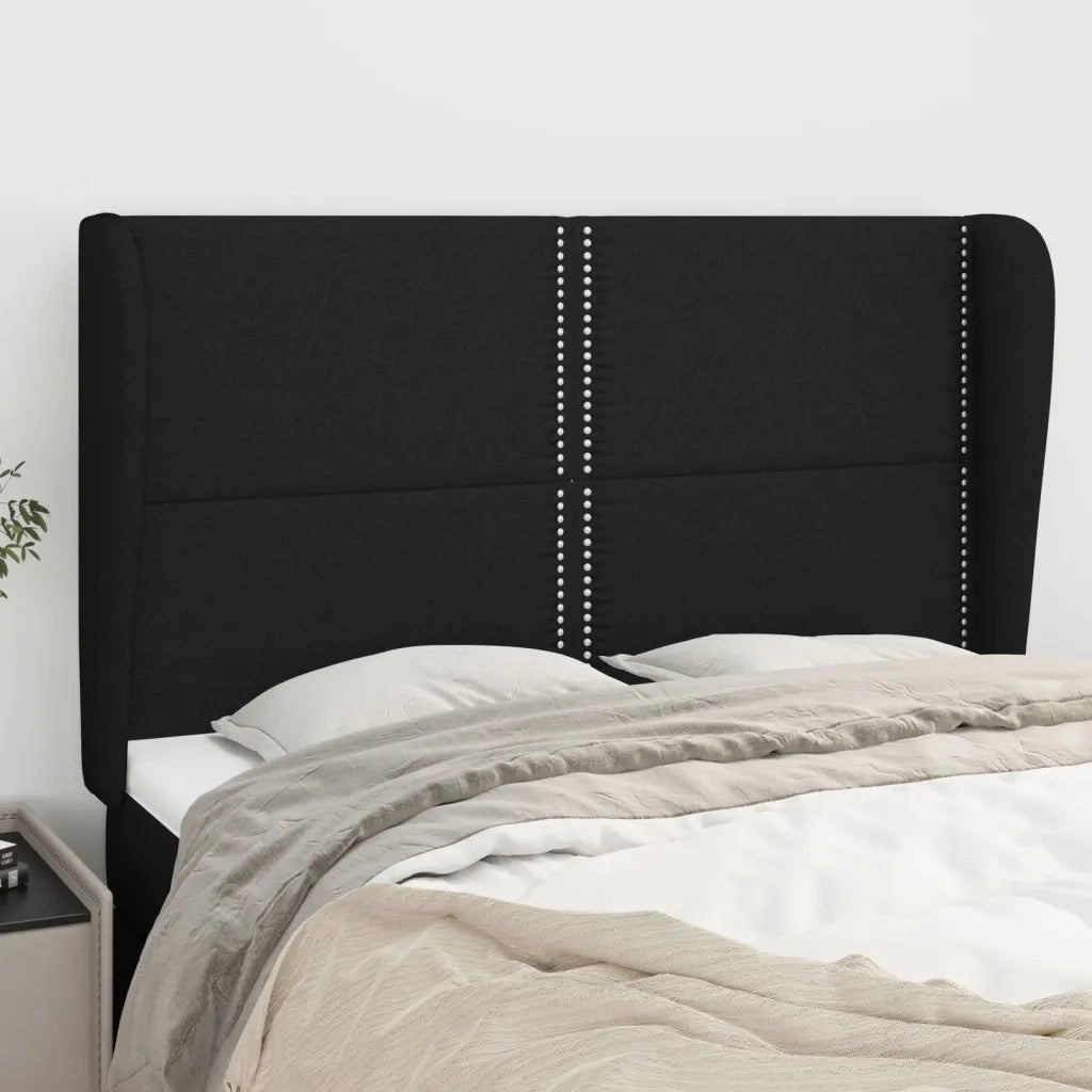 Testiera | Testata ad Orecchio Nera 147 x 23 x 118/128 cm in Tessuto
