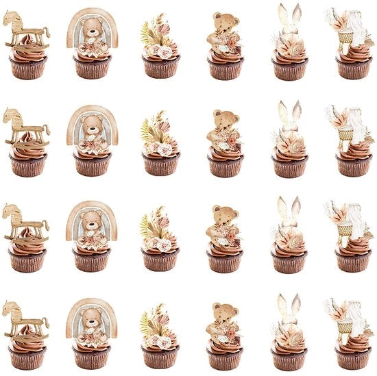 Decorazione per Torta Beige per Festa di Benvenuto del Bambino
