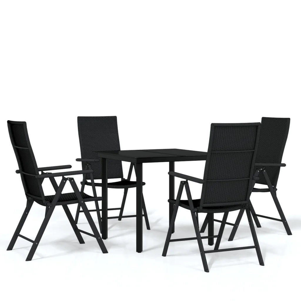 Set Mobili da Pranzo per Giardino 5 pz Nero cod mxl 40924