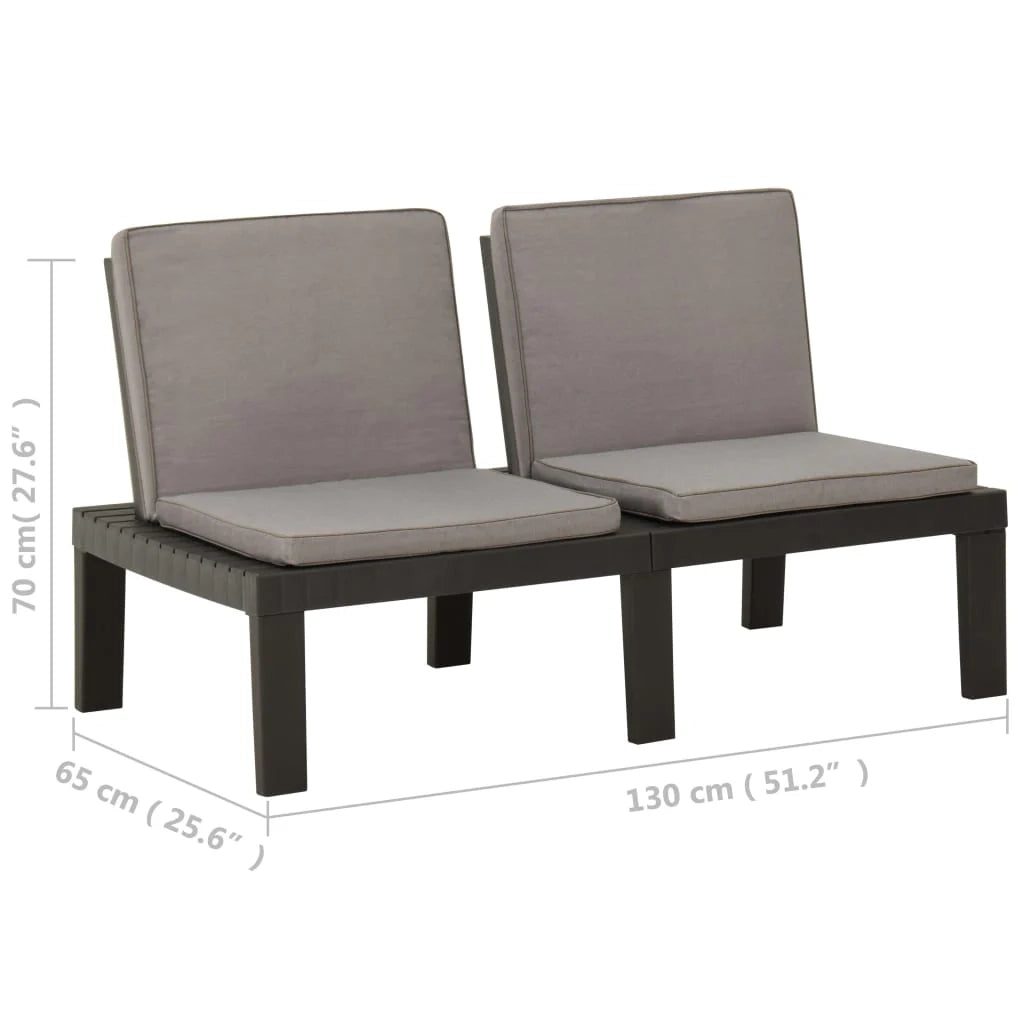 Panca da giardino mobili da esterno per patio set da giardino con cuscino in plastica grigia 02_0011813
