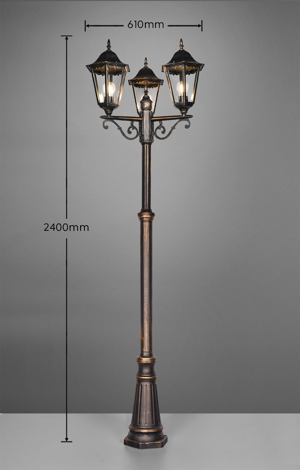 Lampione da Esterno Attacco E27 in Alluminio Ruggine