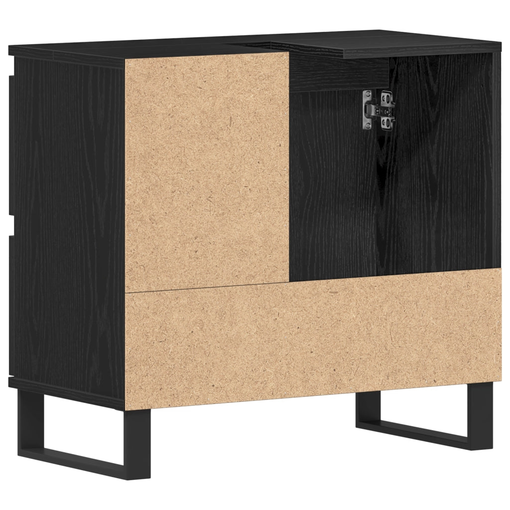 Mobile bagno vitaXL Nero Rovere 65x33x60 cm Legno ingegnerizzato