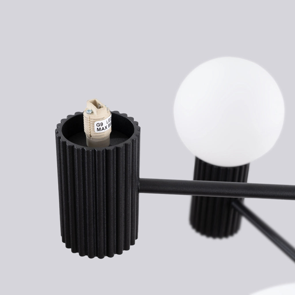 Lampadario moderno nero 6 luci sfere vetro G9 SFERA