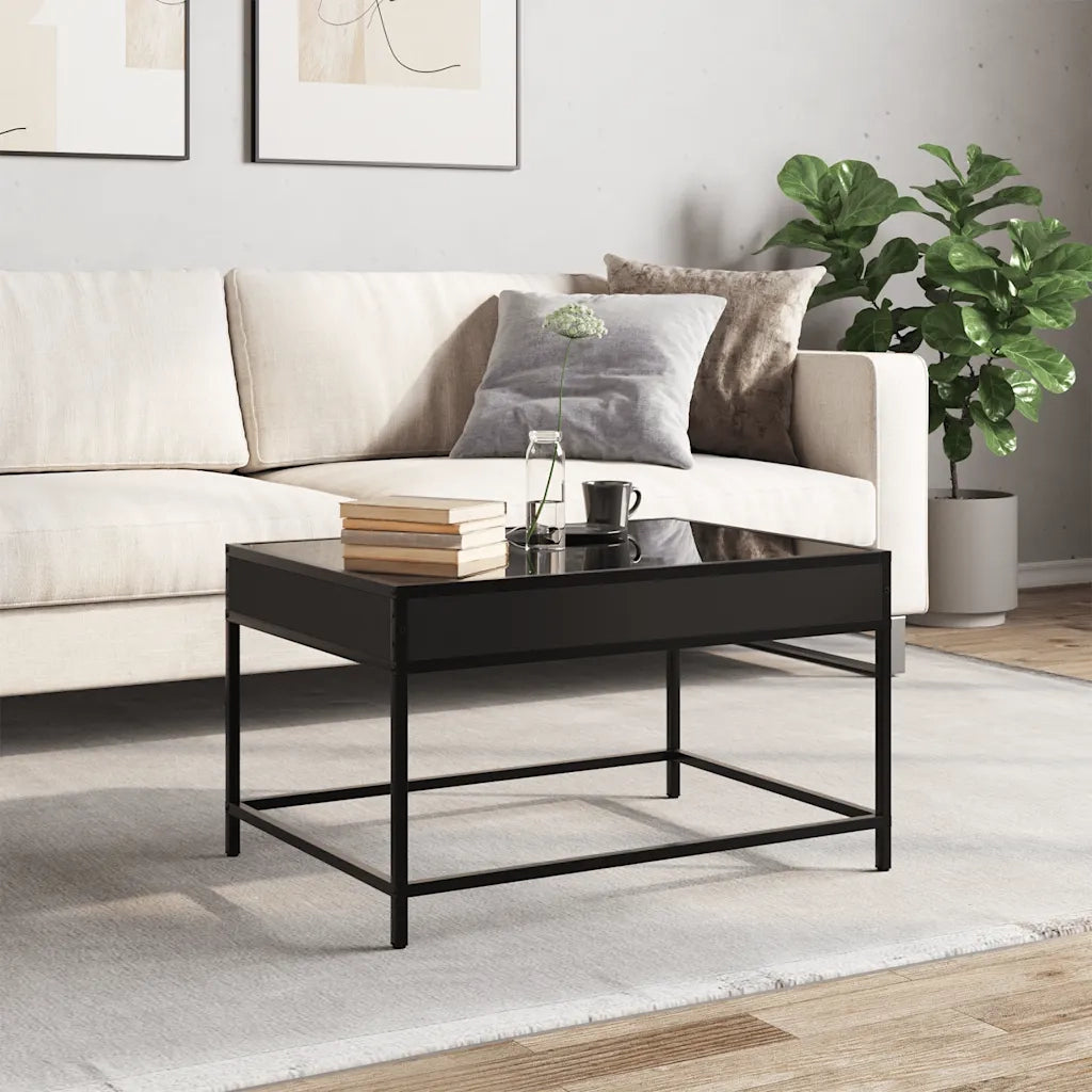 Tavolino da Salotto con LED Infinity Nero 70x50x41 cm