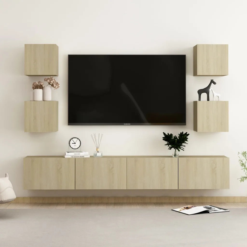 Set di Mobili TV 6 pz-Set di 6 Credenza per TV Rovere Sonoma in Legno Multistrato 233683