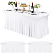Tavole da tavolo 3 pezzi - Tavola rettangolare - Bianca - Senza pieghe - Stesa - Materiale duraturo Polyester/Spandex - Tela da tavolo