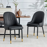 Set di 2 sedie da pranzo con schienale a fulmine in pelle PU nera