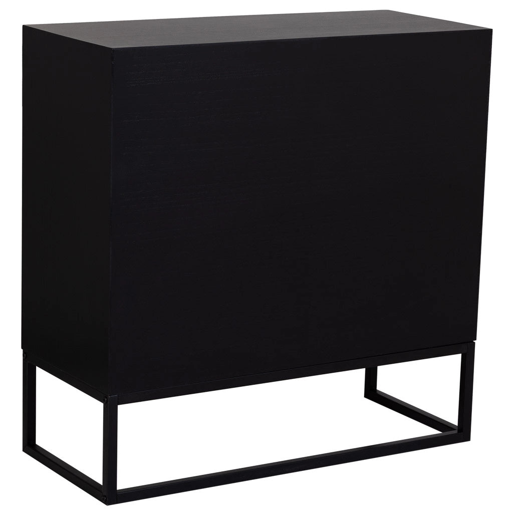 Credenza con 1 anta e 3 cassetti in legno e metallo 80x34x80h cm
