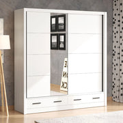 Armadio Camera da Letto Copala, Guardaroba 2 Ante 4 Ripiani, 205x216h cm Bianco Opaco