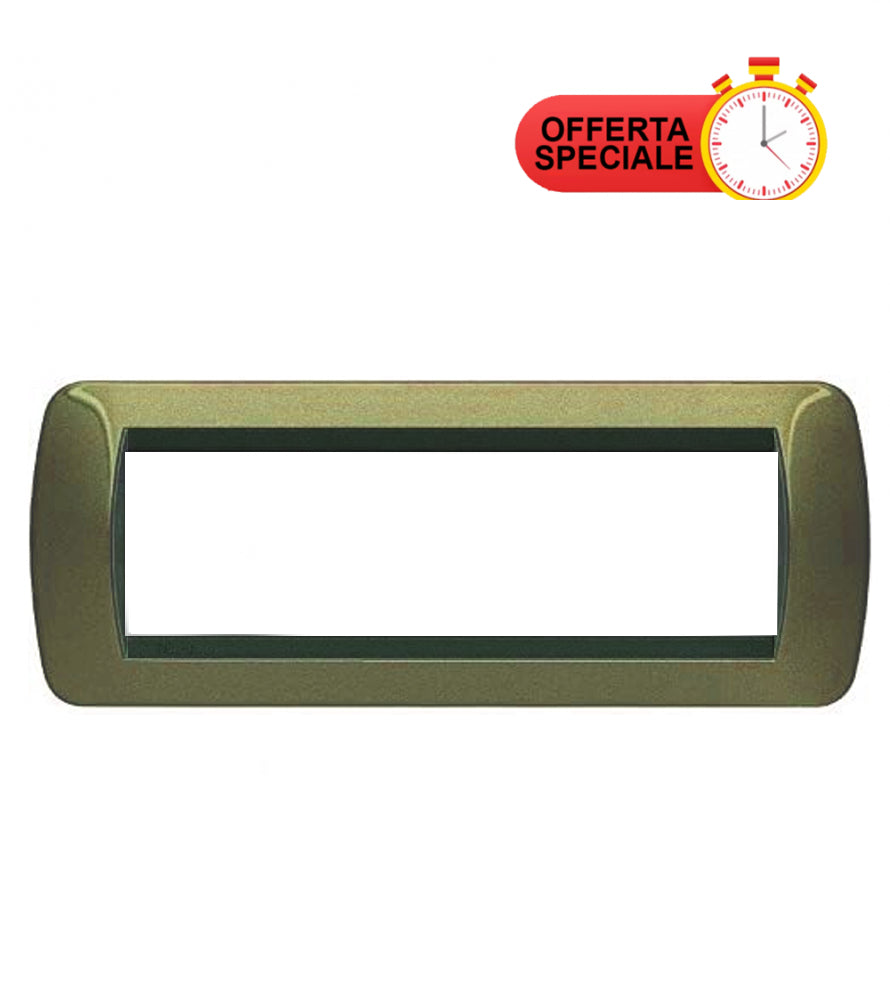 PLACCA 7 POSTI COLOR OCRA METALLIC SERIE LIVING INTERNATIONAL - BTICINO L4807OT