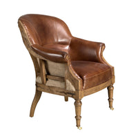 Poltrona in pelle marrone cognac