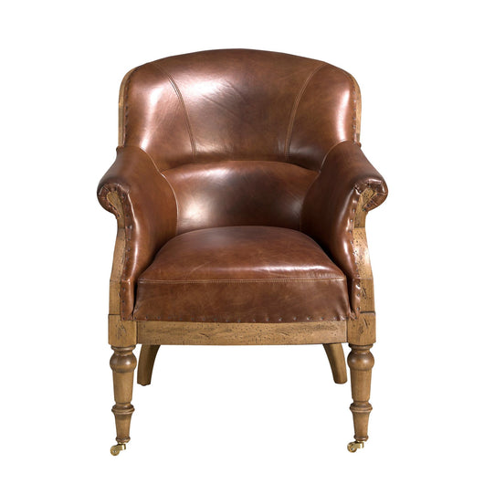 Poltrona in pelle marrone cognac