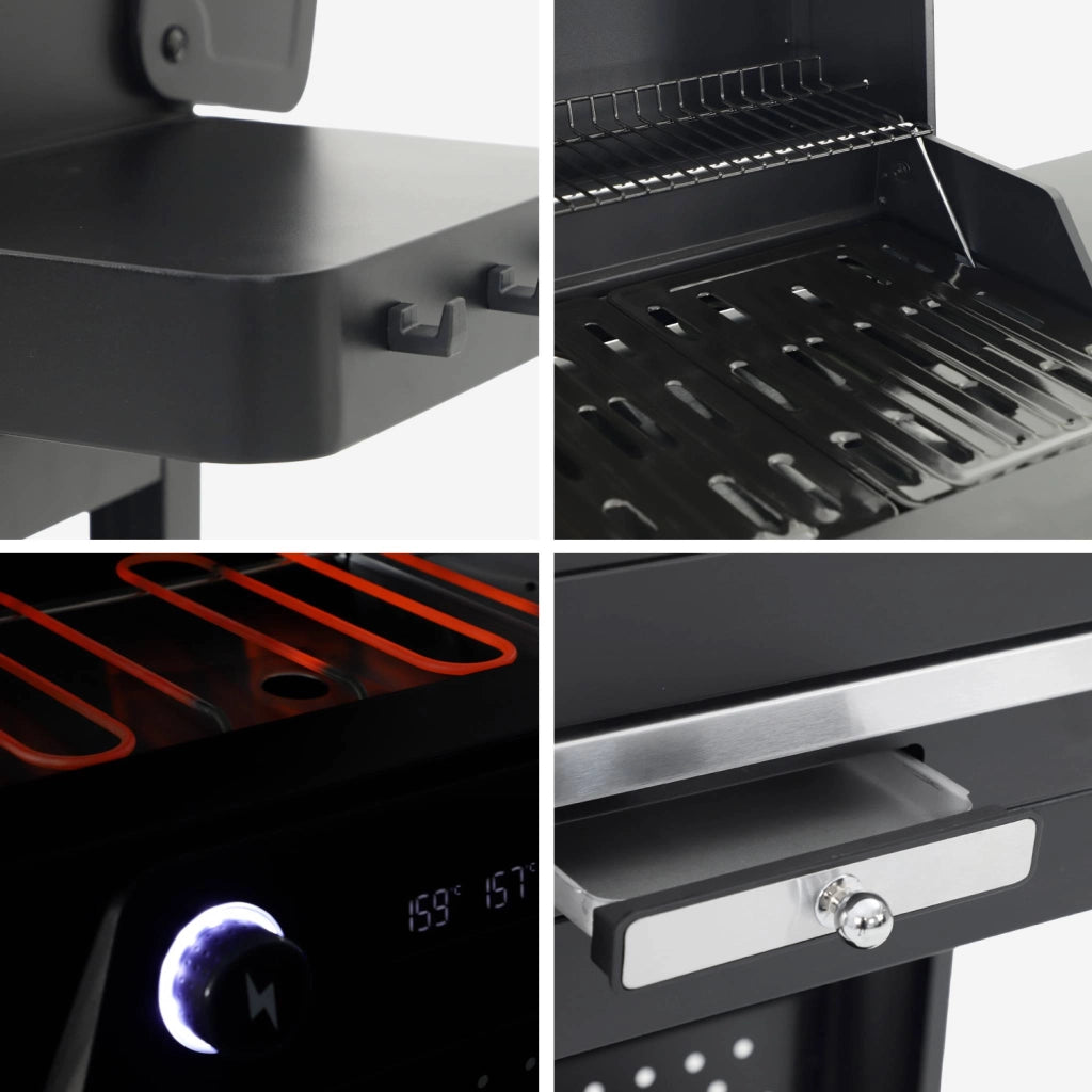 Barbecue elettrico in acciaio smaltato 2 bruciatori 2300w, nero