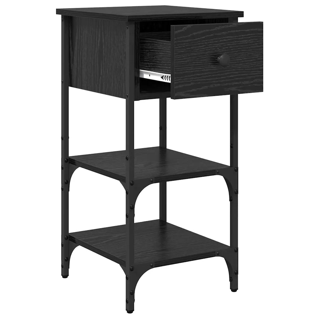 Comodino | Armadio da Notte | Mobiletto da notte con cassetto Rovere Nero 33.5 x 36 x 70 cm