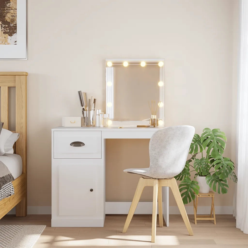 Toeletta | Tavolo da Trucco con Luci LED Bianca 90x42x132,5 cm