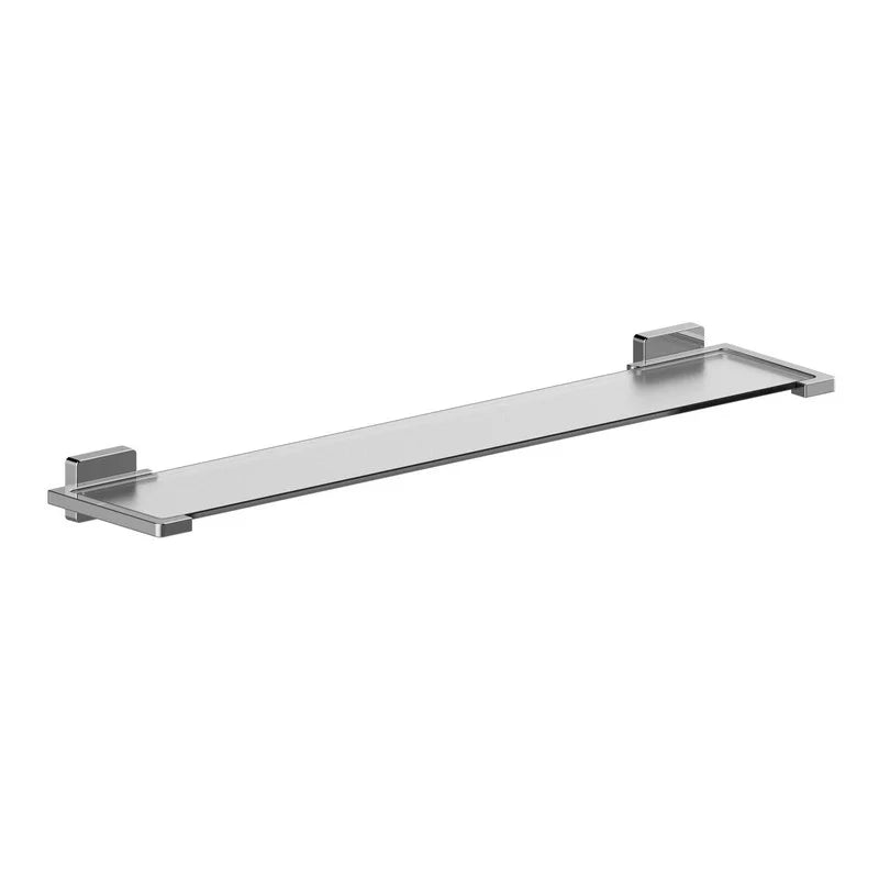 Mensola bagno cromata con ripiano in vetro satinato - serie Kubik
