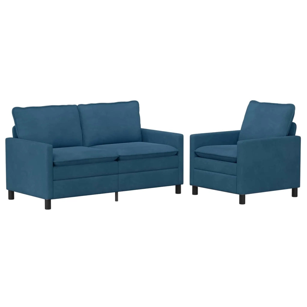 Set di divani 2 pcs Blu Velluto
