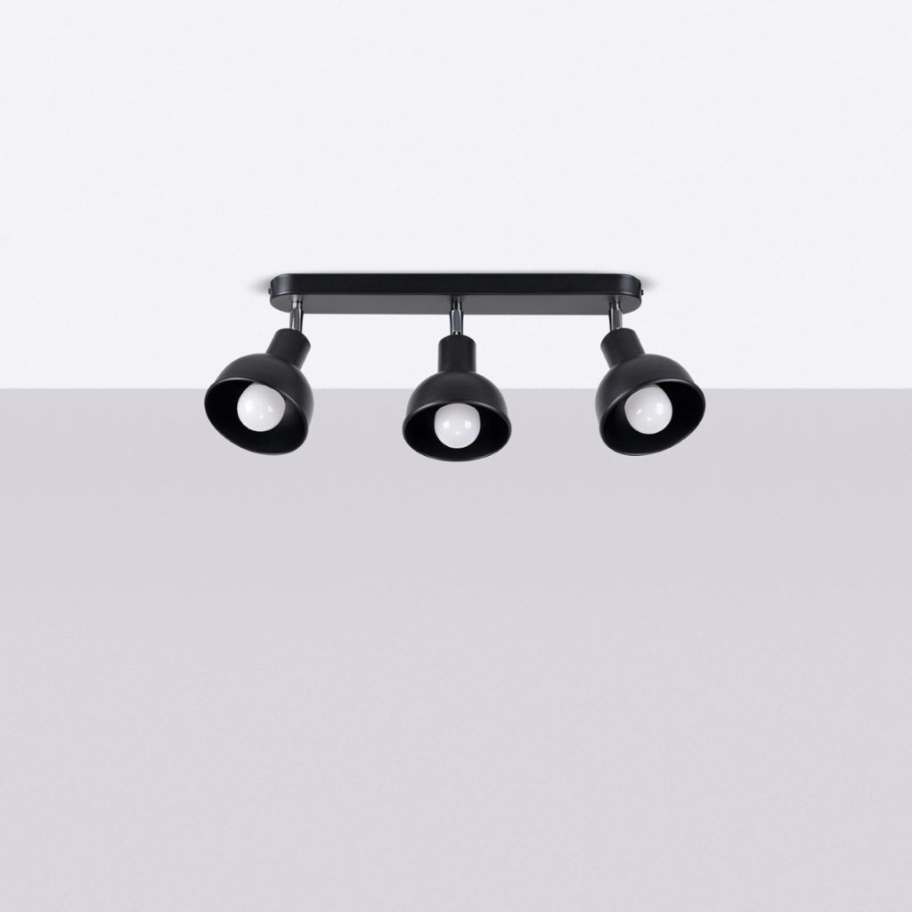 Spot soffitto minimal nero 3 luci E27 Pure Lume PU.1318