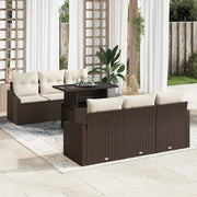 Set Divano da Giardino 7 pcs Marrone e Crema polyrattan 3348924