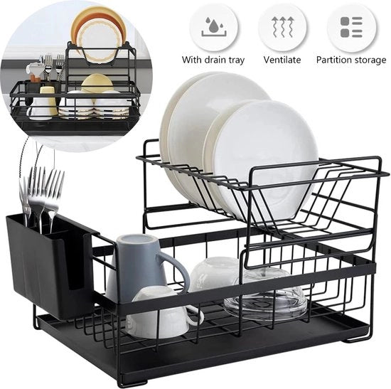 Afwas Druiprek con Lattina - Afdruiprek con Manico - Nero - Dripping Towel Holder con Manico.