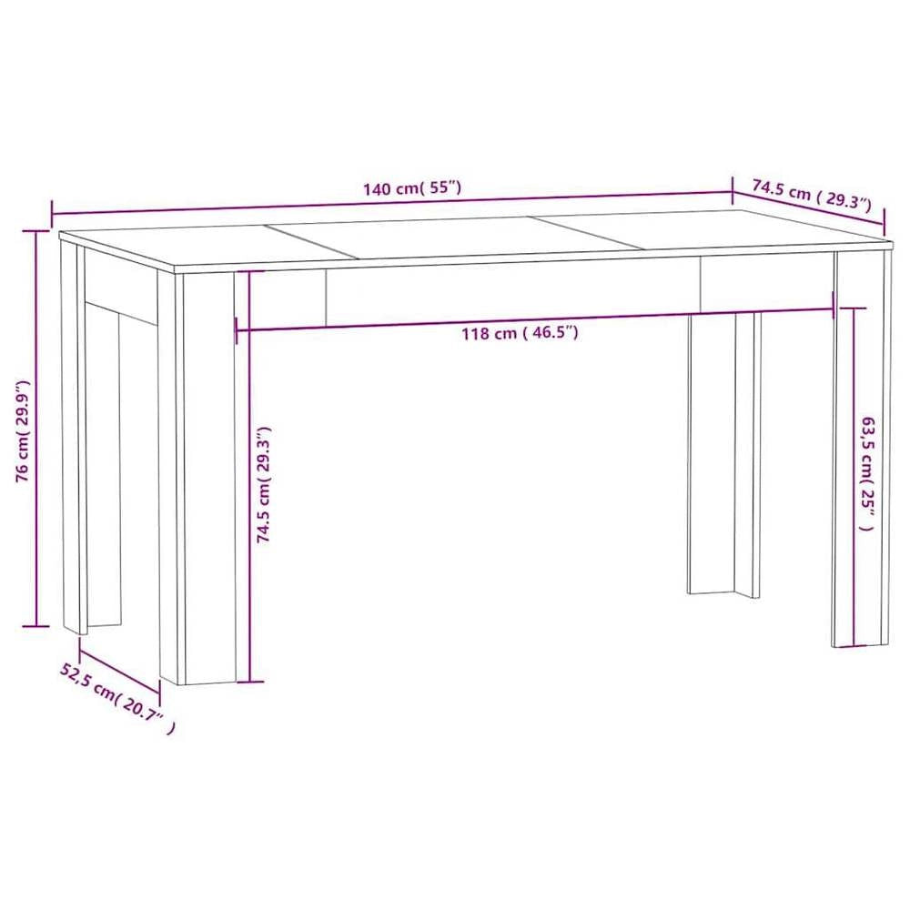 Dining Table Black 140x74.5x76 Cm Wood Composite