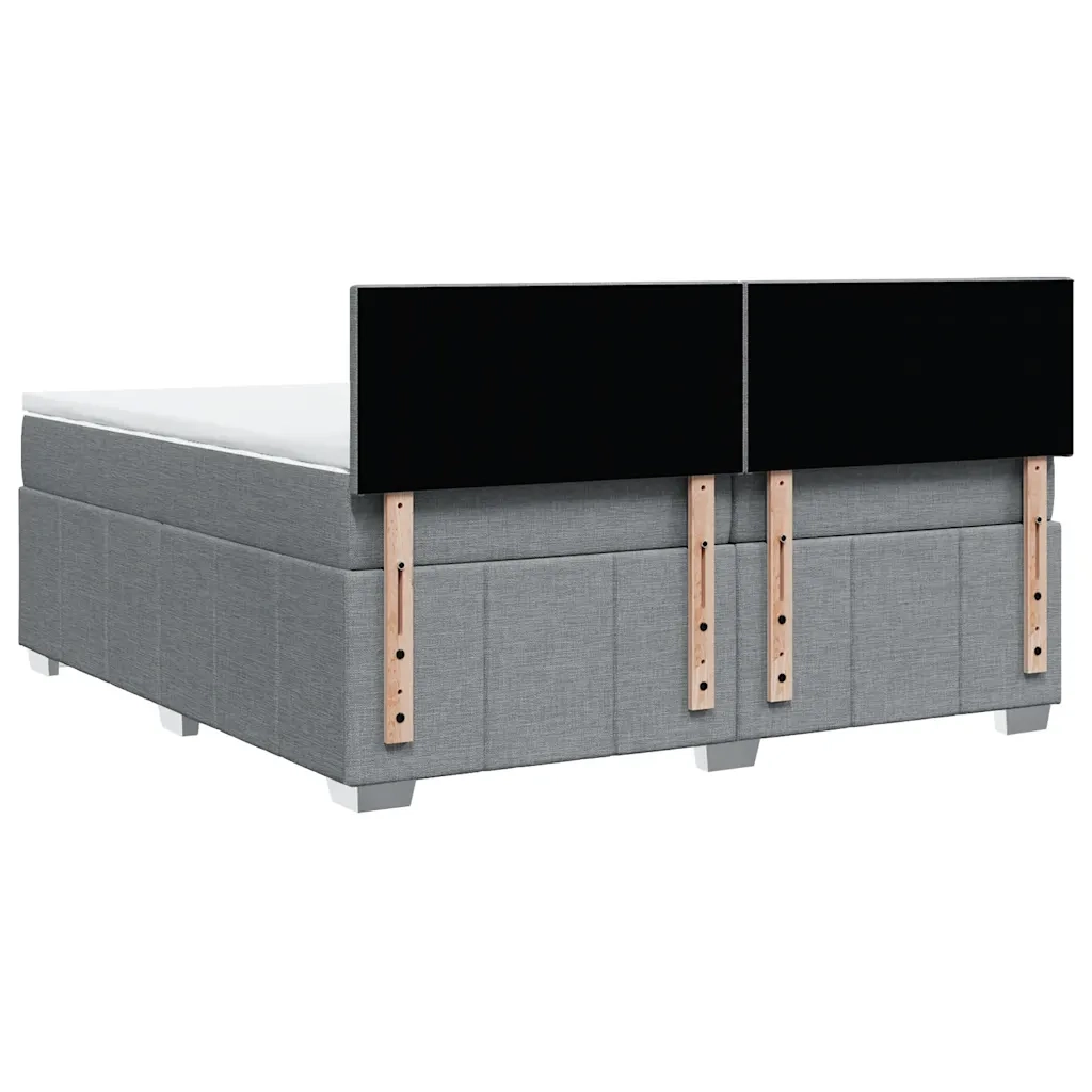 Giroletto a Molle con Materasso Grigio Chiaro 200x200cm Tessuto