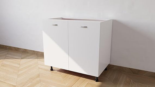 Base per lavello d’appoggio completa di 2 ante spedizione in kit Lunghezza 90 Profondità 55 Altezza 72 esclusi piedini Altezza piedini 10 cm in colore bianco