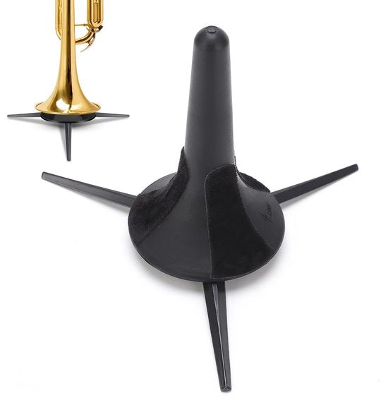Supporto per Tromba Portatile - Standard per Strumenti a Fiato - Flessibile e Leggibile - Supporto Antiscivolo in Metallo - Padrino Antishock - Ideale per Musicisti