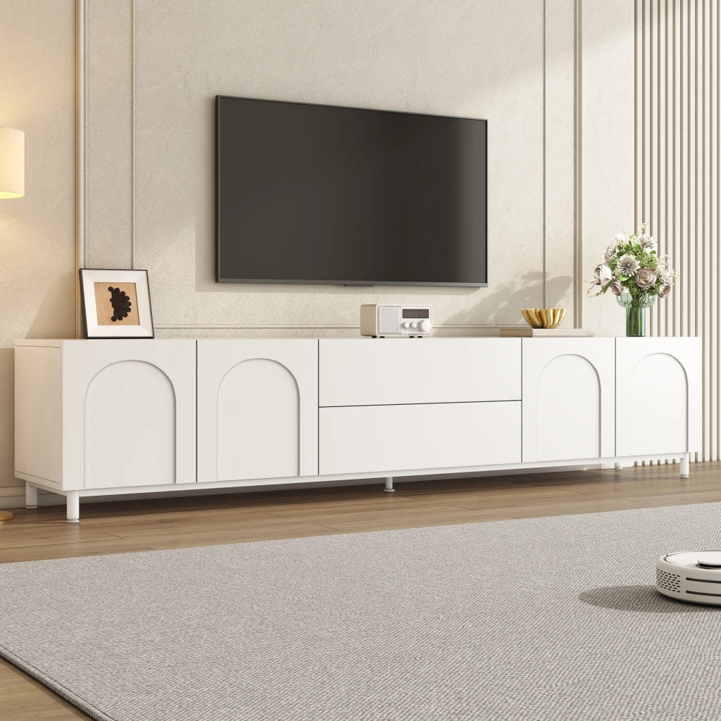 MOBILE TV 180x40x48 cm Bianco con 4 ante e 2 cassetti