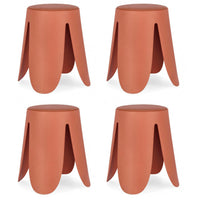 Set 4 Sgabelli  Ø37x47 cm in Similpelle Imogen Terracotta